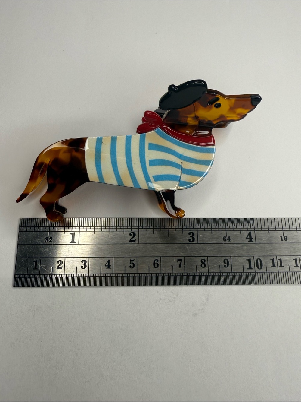 French Parisian Dog Lover Dachshund Hair Claw Clip Tortoiseshell Novelty NWOT - Picture 6 of 7
